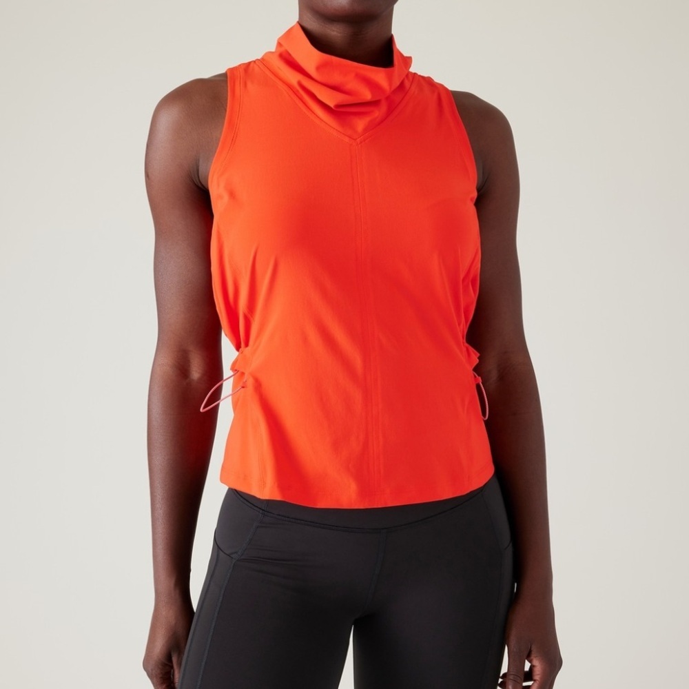 Athleta Bright Orange Sleeveless Cowl Neck Tank